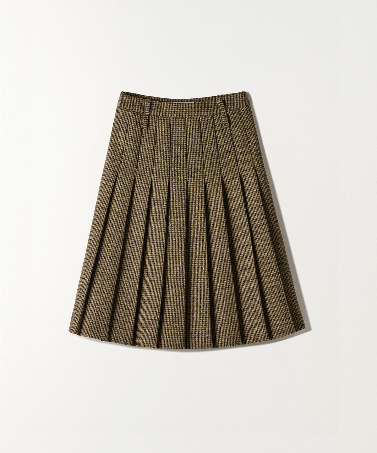 튜드먼트(TTUDEMENT) CHECK PLEATED MIDI SKIRT BROWN