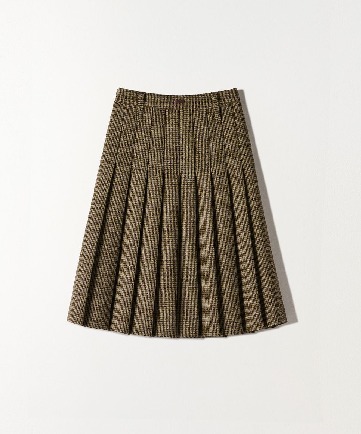 튜드먼트(TTUDEMENT) CHECK PLEATED MIDI SKIRT BROWN
