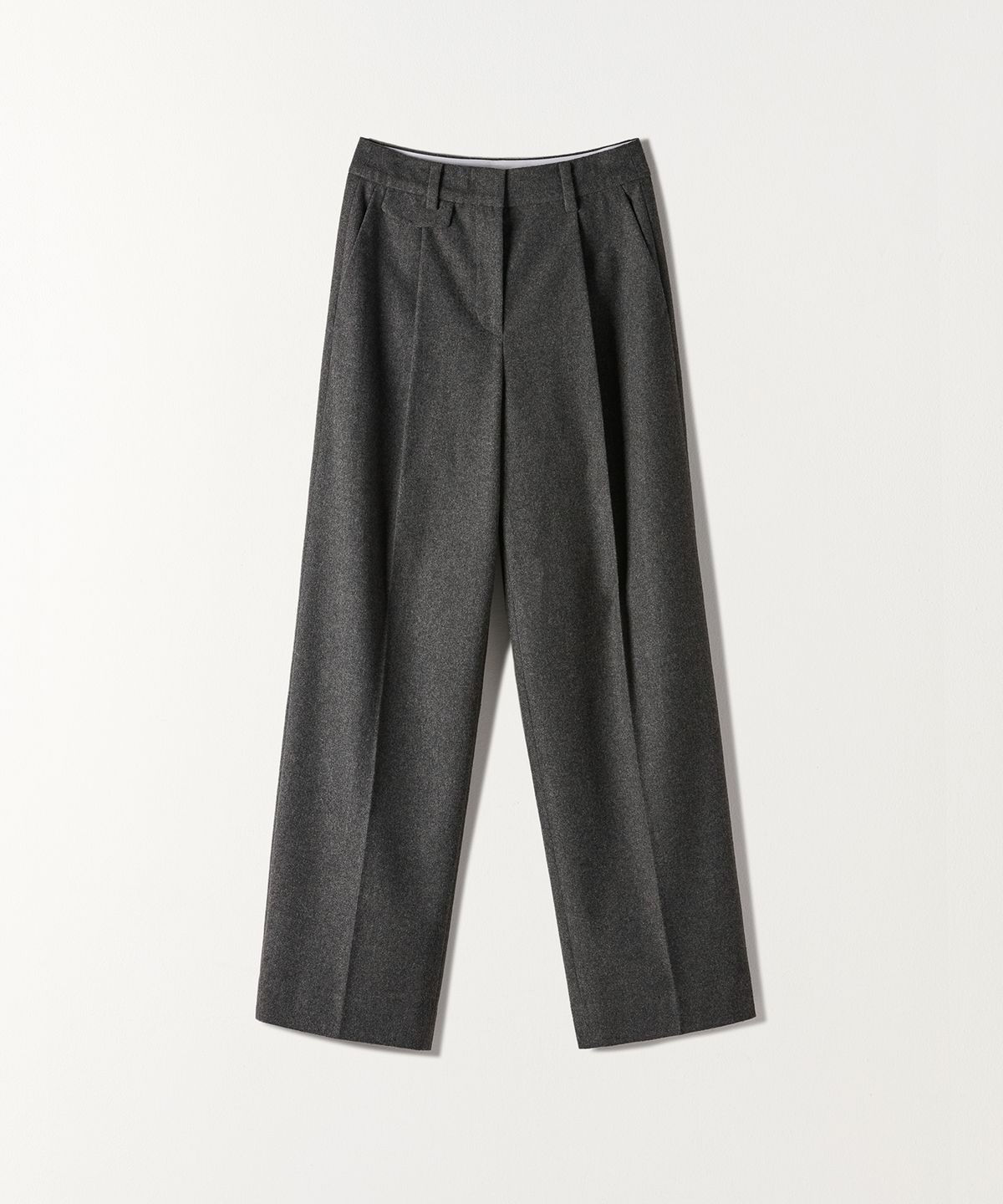 튜드먼트(TTUDEMENT) WOOL ONE-TUCK WIDE SLACKS CHARCOAL