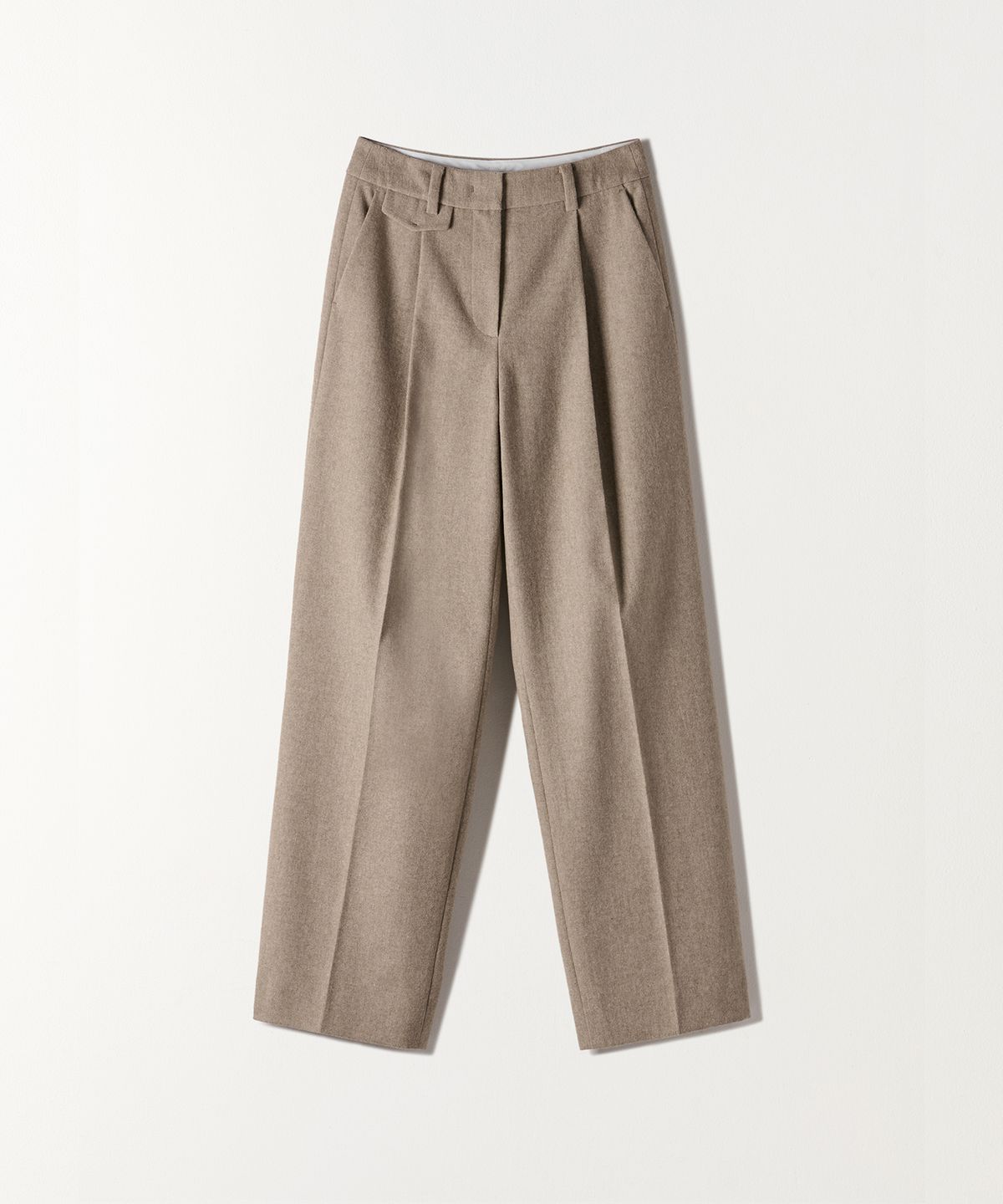 튜드먼트(TTUDEMENT) WOOL ONE-TUCK WIDE SLACKS BEIGE