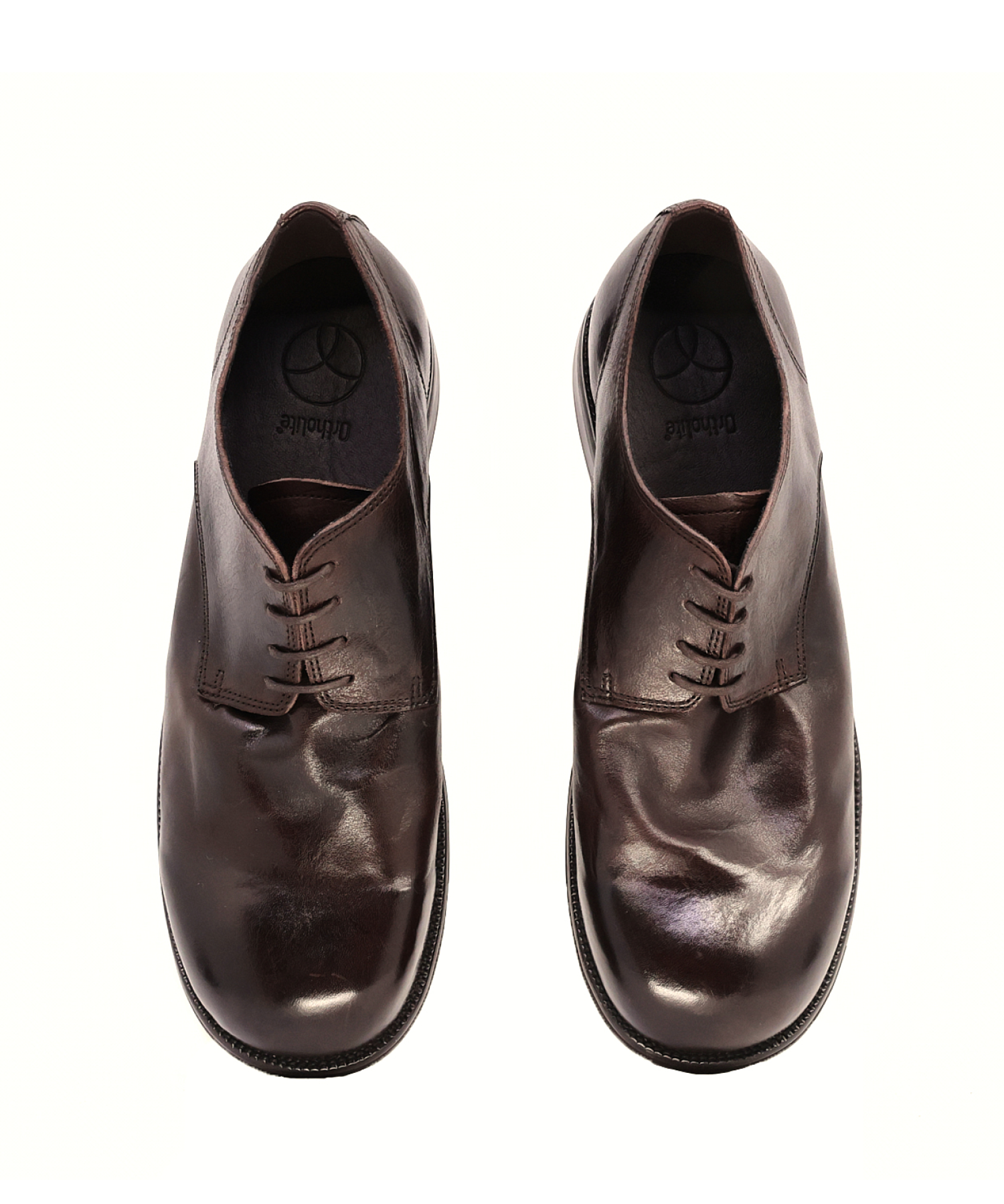 MUSINSA | YASE Wooden Horsehide Derby Shoes Brown