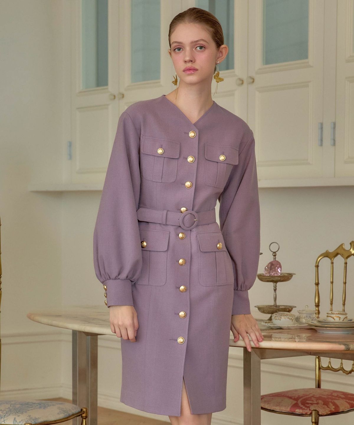 쥴리앤칼라(JULIY&CALLA) 24 FW 칼라94 에투알 벌룬 원피스 퍼플