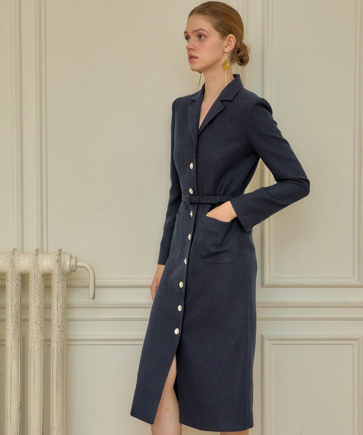 쥴리앤칼라(JULIY&CALLA) 24 FW 칼라99 에투알 롱 퀸 원피스 트위드원피스 네이비