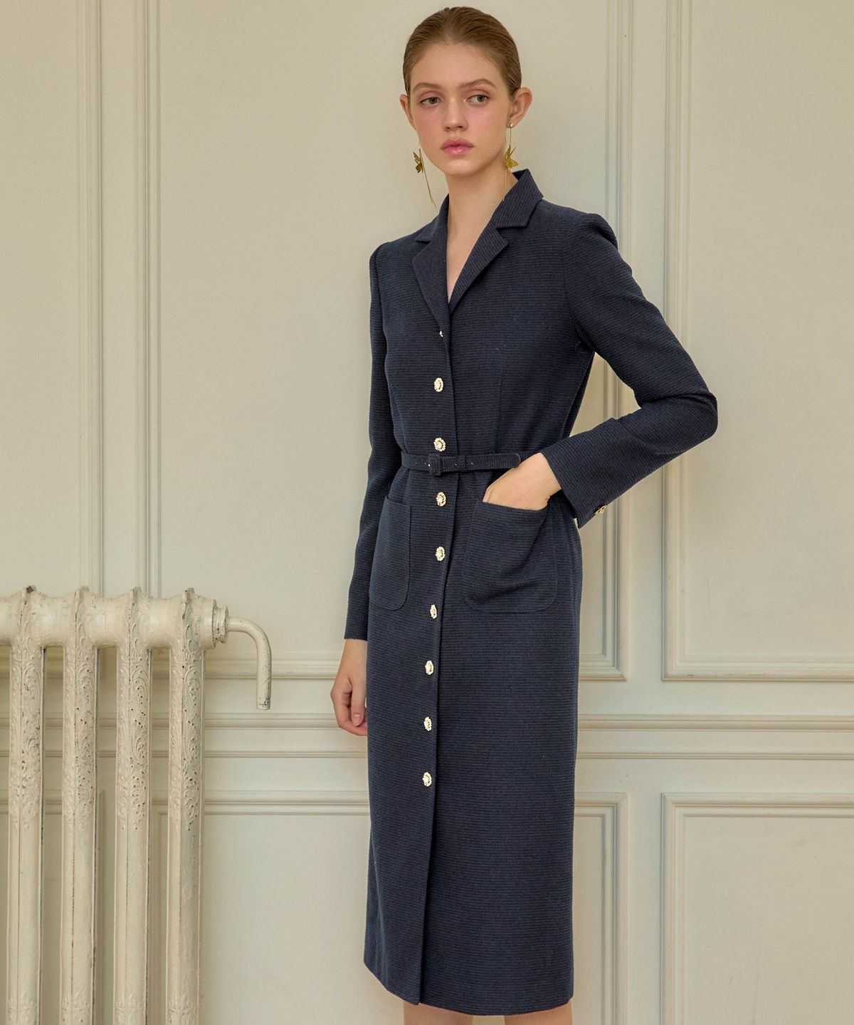쥴리앤칼라(JULIY&CALLA) 24 FW 칼라99 에투알 롱 퀸 원피스 트위드원피스 네이비