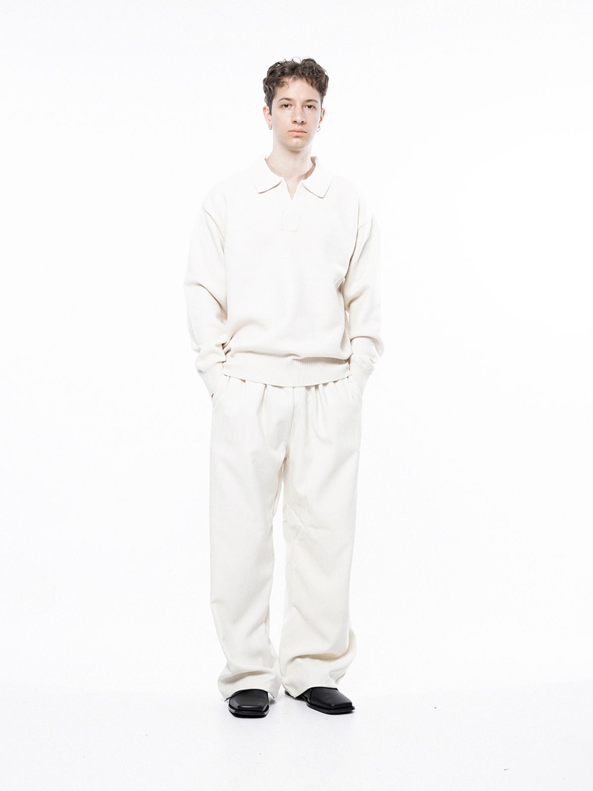 챈세스노이(CHANCE'S NOI) Jacquard String Rug Pants - Ivory /M243PT02IV