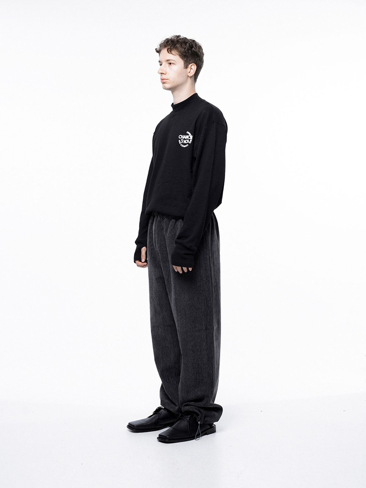 챈세스노이(CHANCE'S NOI) Jacquard String Rug Pants - Charcoal /M243PT02CH