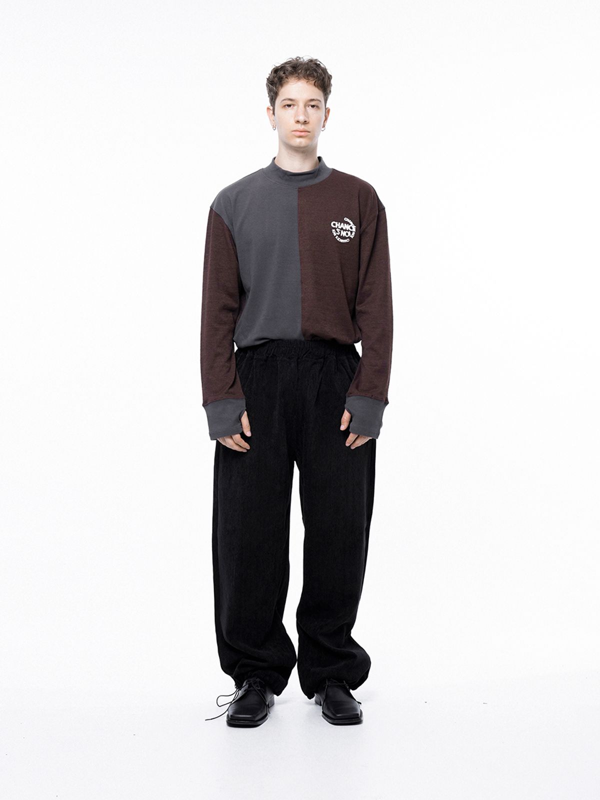 챈세스노이(CHANCE'S NOI) Jacquard String Rug Pants - Black /M243PT02BK