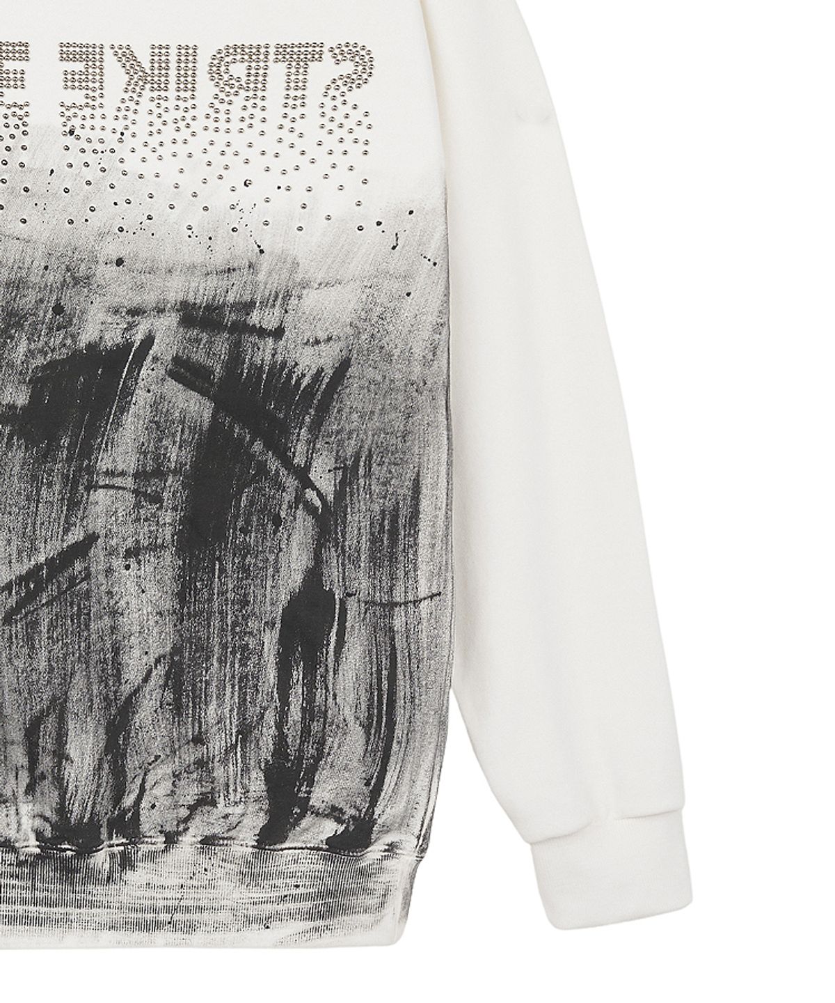스트라이크(STRIKE) Contrasting Paint Studded Sweatshirt (WHITE)