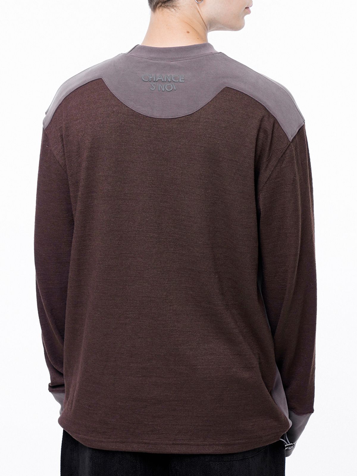 챈세스노이(CHANCE'S NOI) Snoi Reverse Slev Crew-neck Sweat - Brown /M243MT01BR