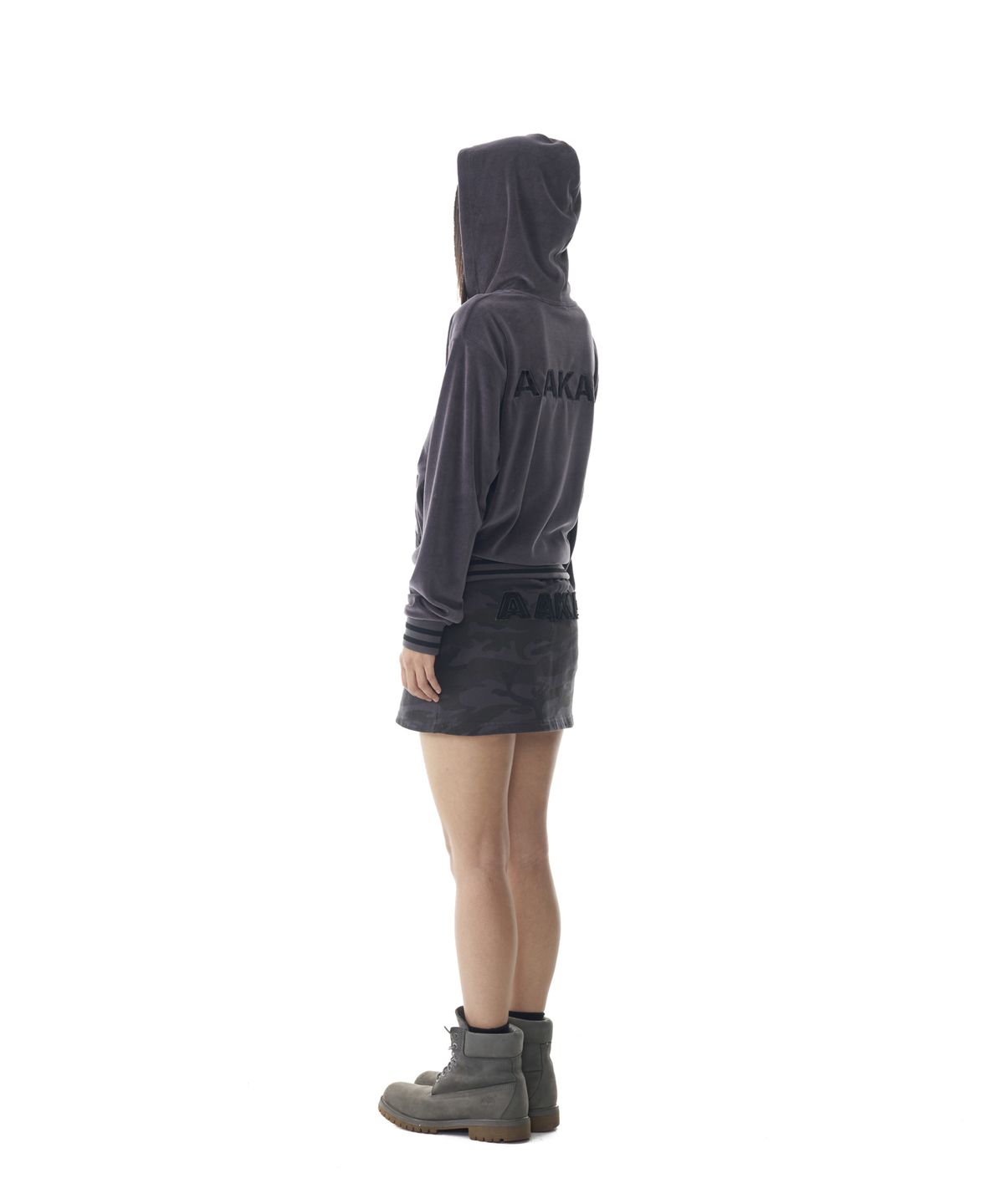 아캄(AAKAM) 98 Patch Velour Zip-Up Hoodie (Dark Gray)