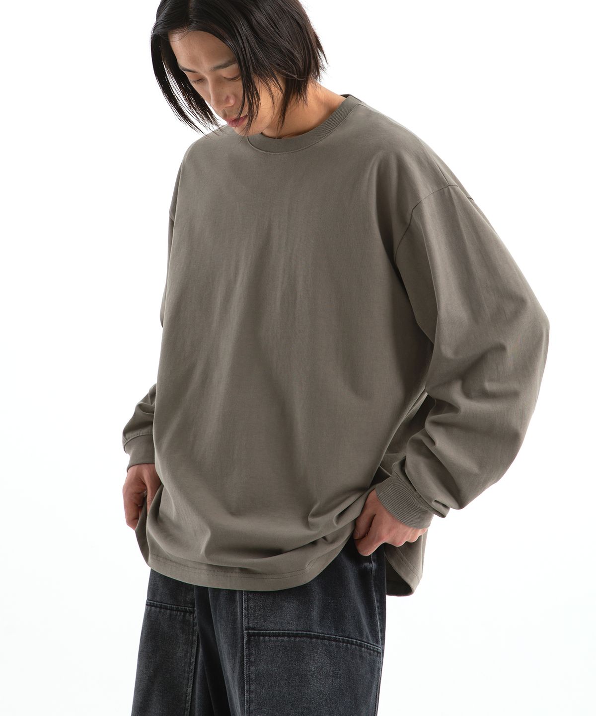 브렌슨(BRENSON) B. 오버핏 시보리 트임 긴팔티 ( 5Color )