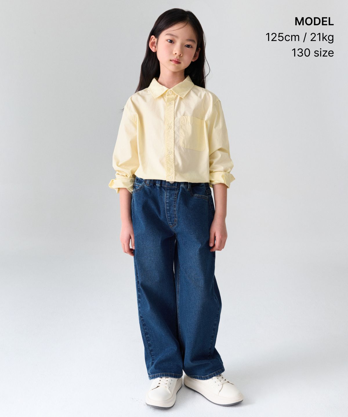 무신사 스탠다드 키즈(MUSINSA STANDARD KIDS) 와이드 데님 팬츠 [미디엄 인디고]
