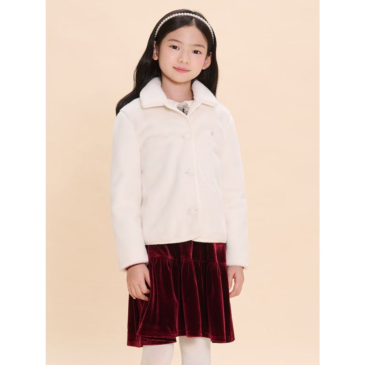 빈폴 키즈(BEANPOLE KIDS) 여아 퍼 코트  아이보리 (BI493TG020)