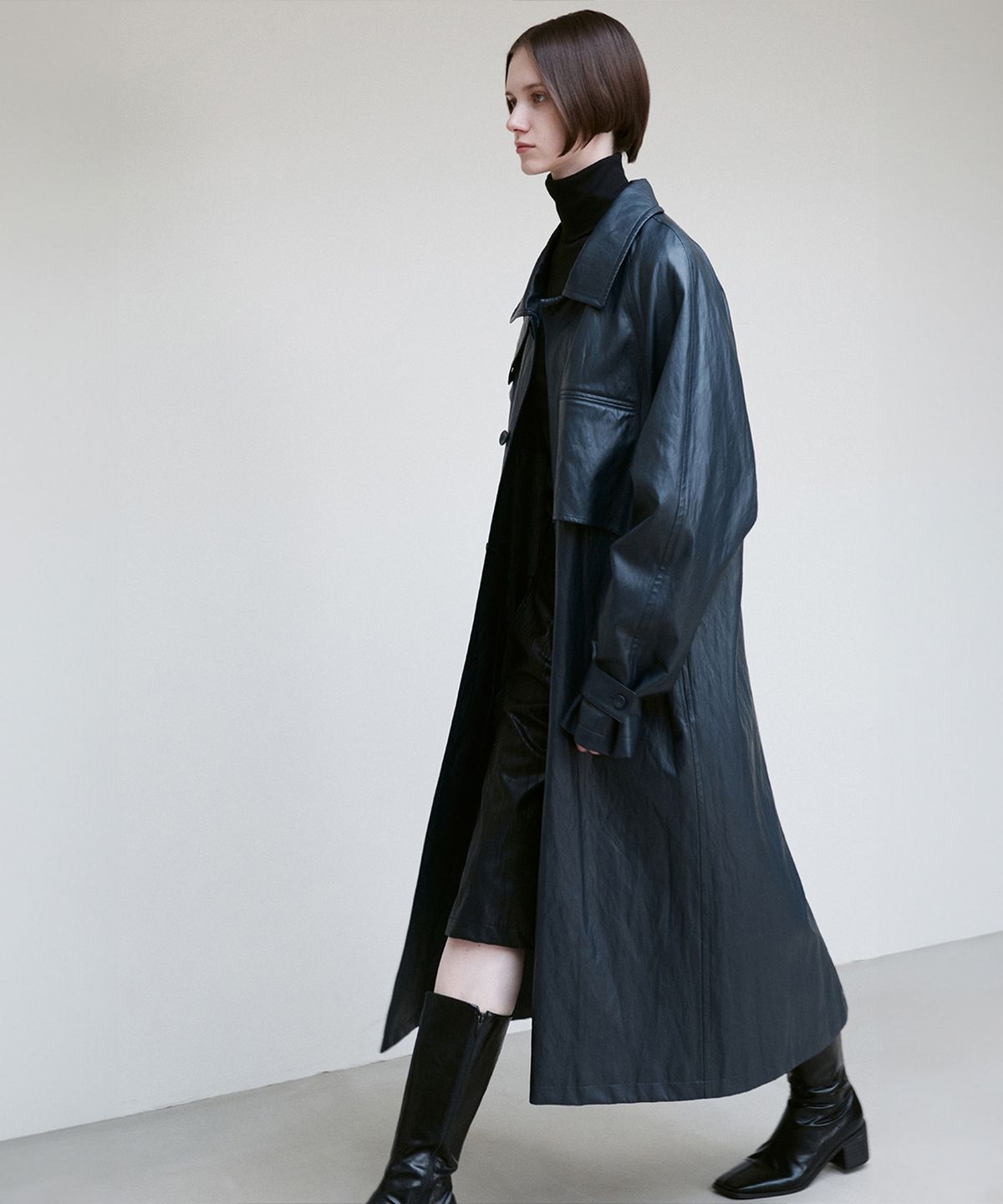 리이(RE RHEE) UNISEX LATCH COLLAR TRENCH COAT