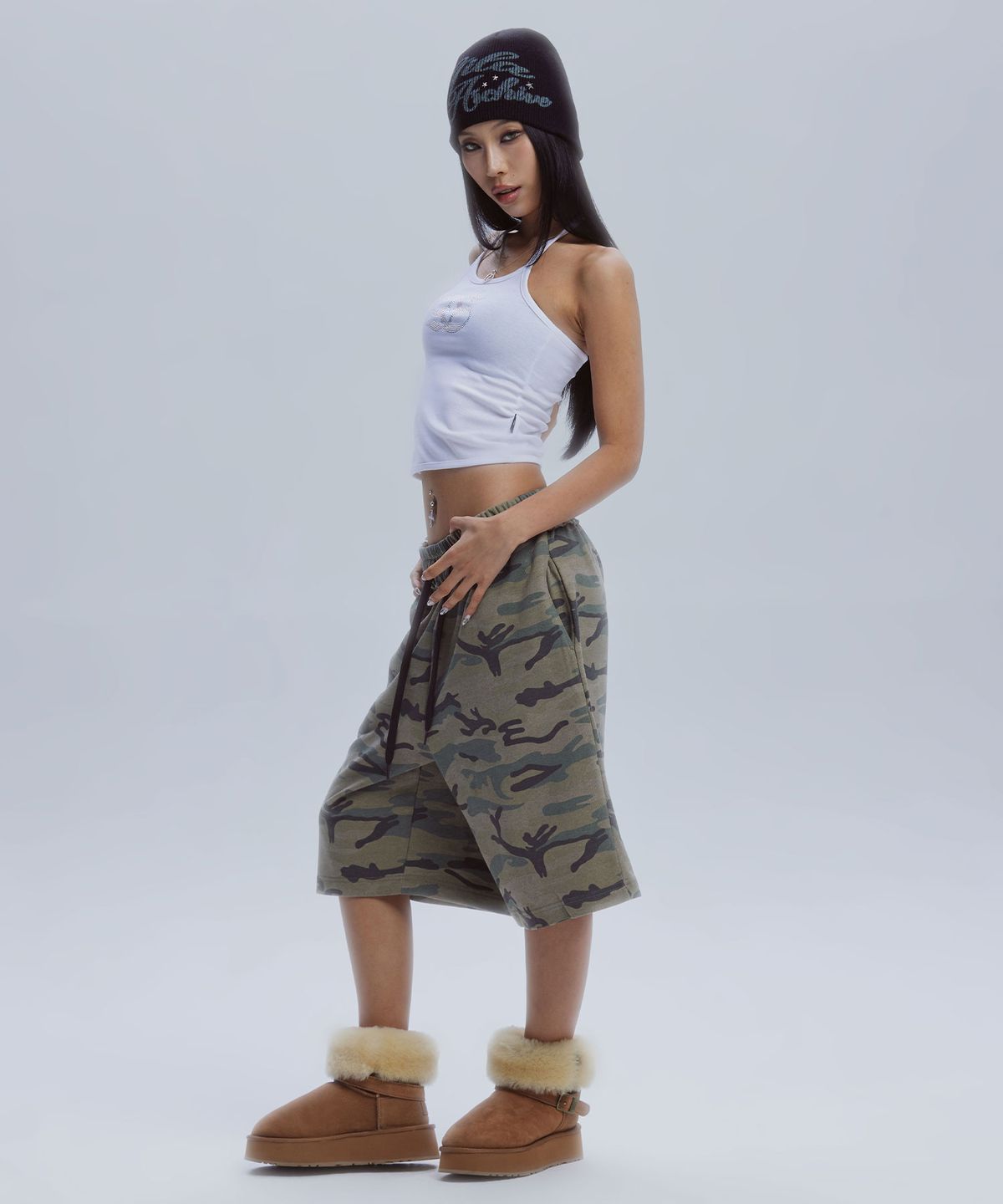 길라아카이브(GILAARCHIVE) LETTERING LOGO BEANIE_BK