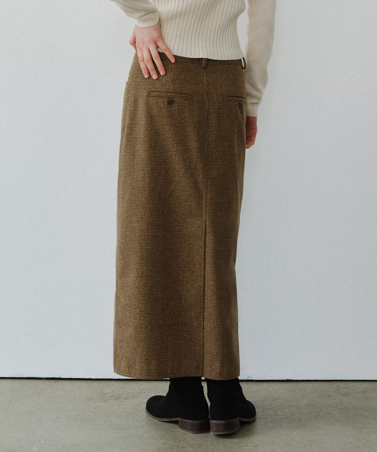 유라고(URAGO) Wool check long skirt