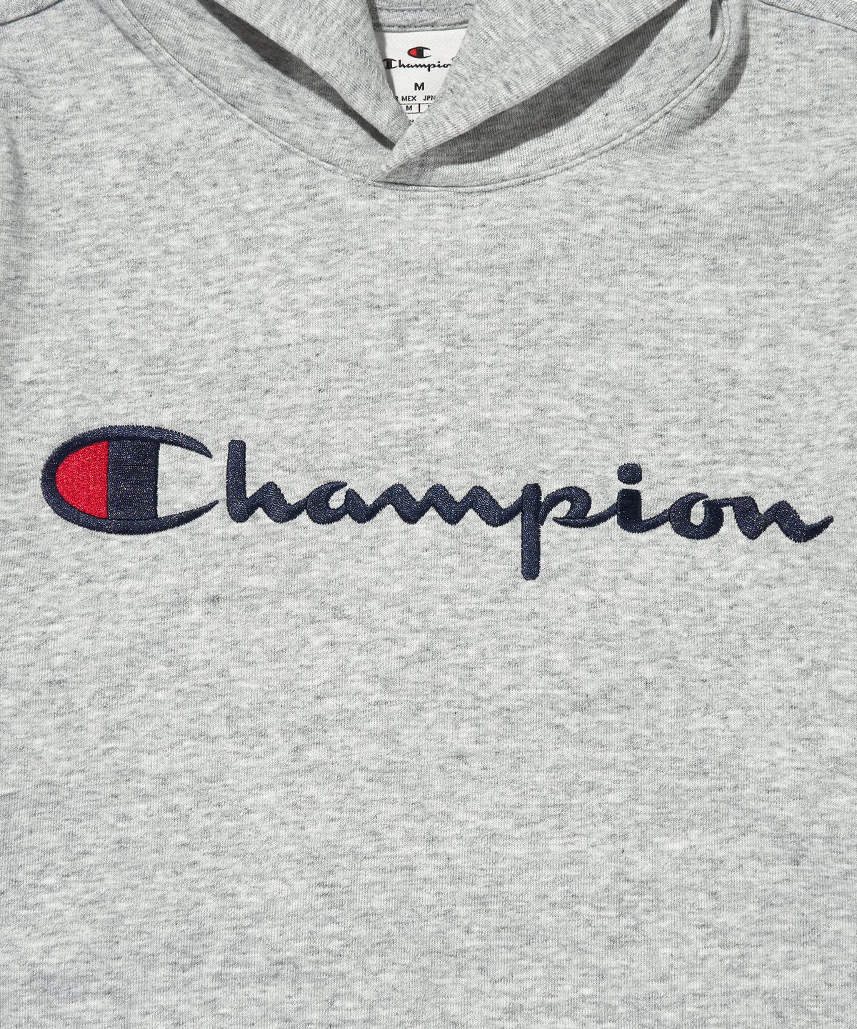 챔피온(CHAMPION) 빅 스크립트 로고 후드 티셔츠 Normal Grey