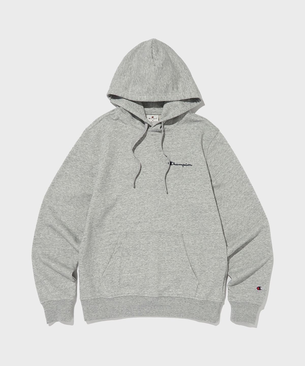 챔피온(CHAMPION) 스몰 스크립트 로고 후드 티셔츠 Normal Grey