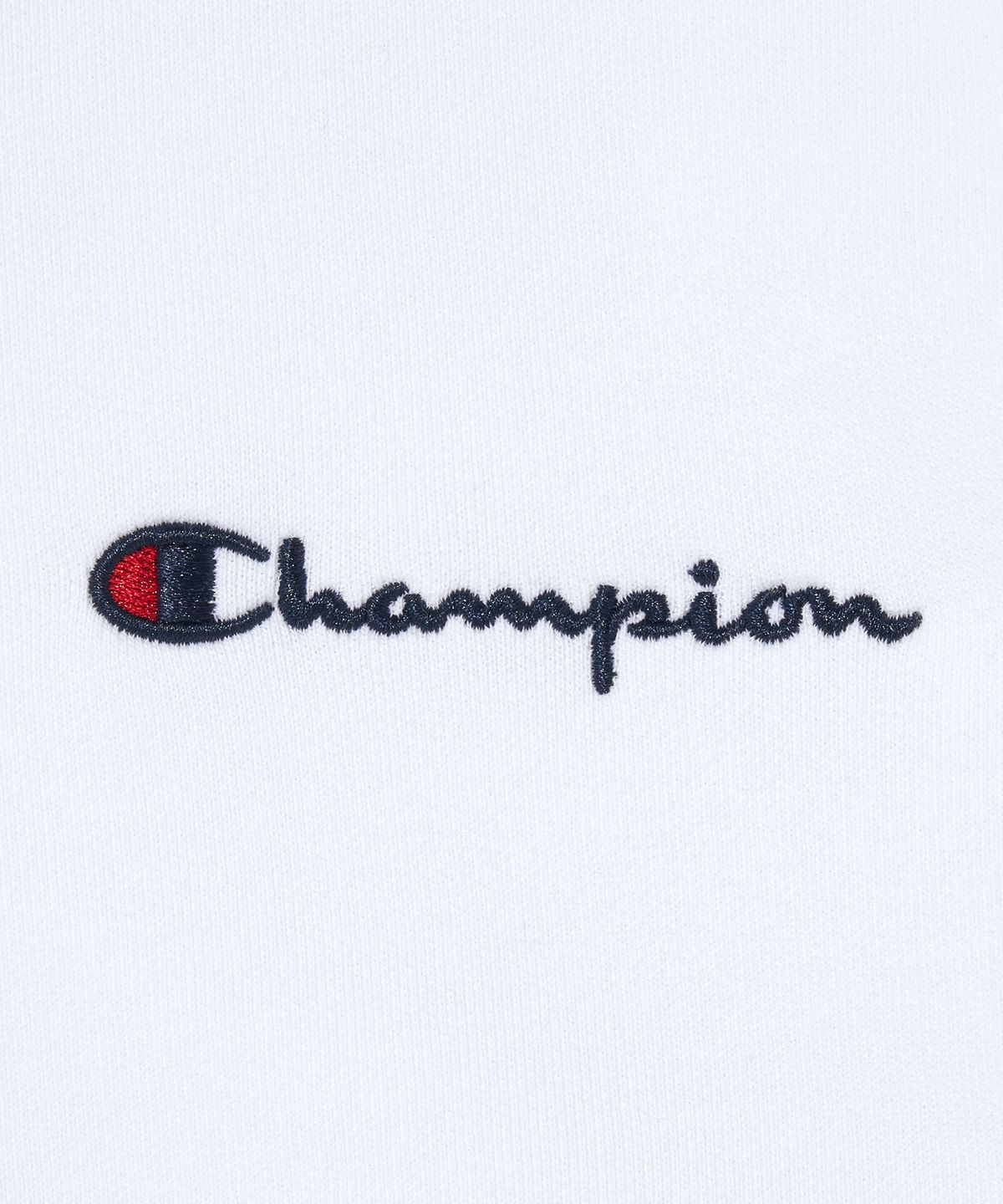 챔피온(CHAMPION) 스몰 스크립트 로고 후드 티셔츠 White