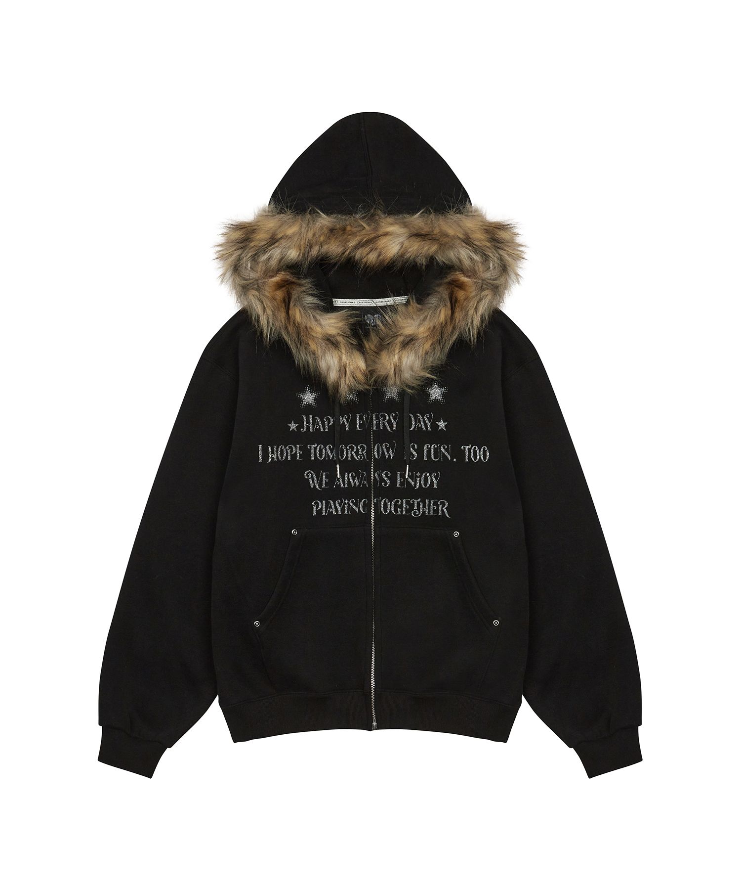 トップス LUV IS TRUE /FS LETTER HOOD ZIPUP MUSINSA公式 | LUV IS TRUE FS LETTER HOOD ZIPUP(BLACK)