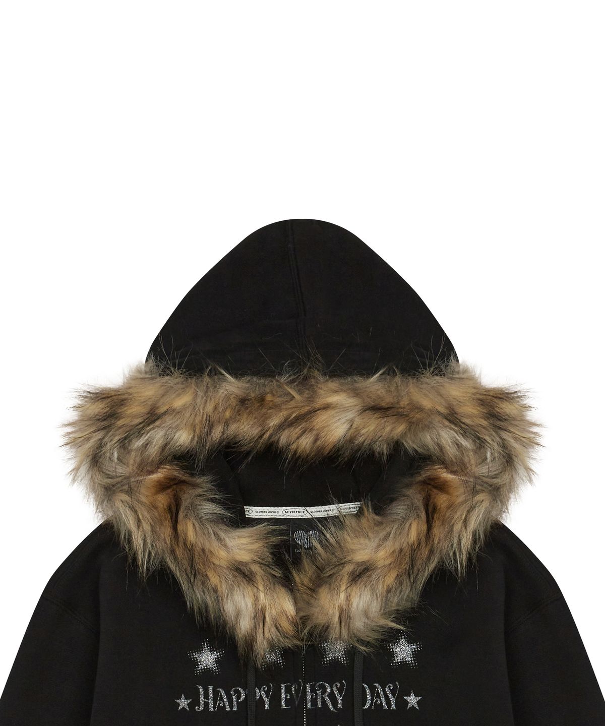 러브이즈트루(LUVISTRUE) FS LETTER HOOD ZIPUP(BLACK)