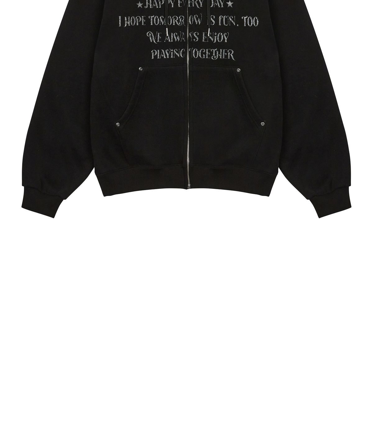 러브이즈트루(LUVISTRUE) FS LETTER HOOD ZIPUP(BLACK)