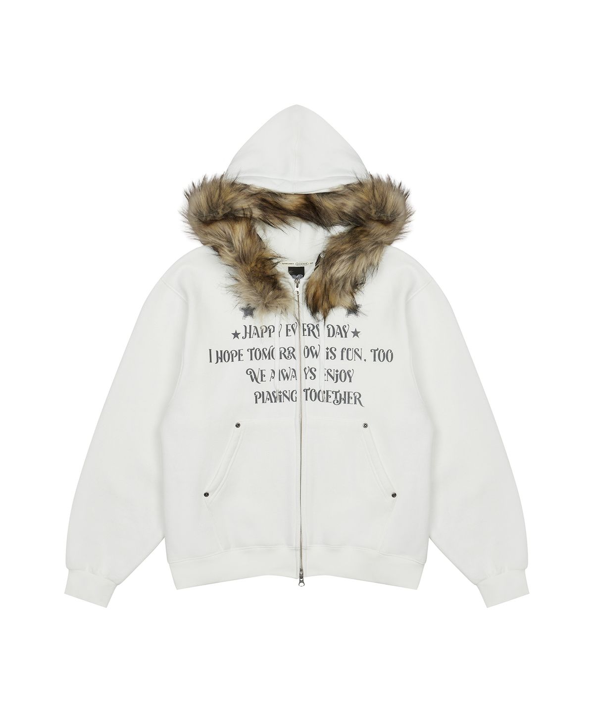 러브이즈트루(LUVISTRUE) FS LETTER HOOD ZIPUP(WHITE)