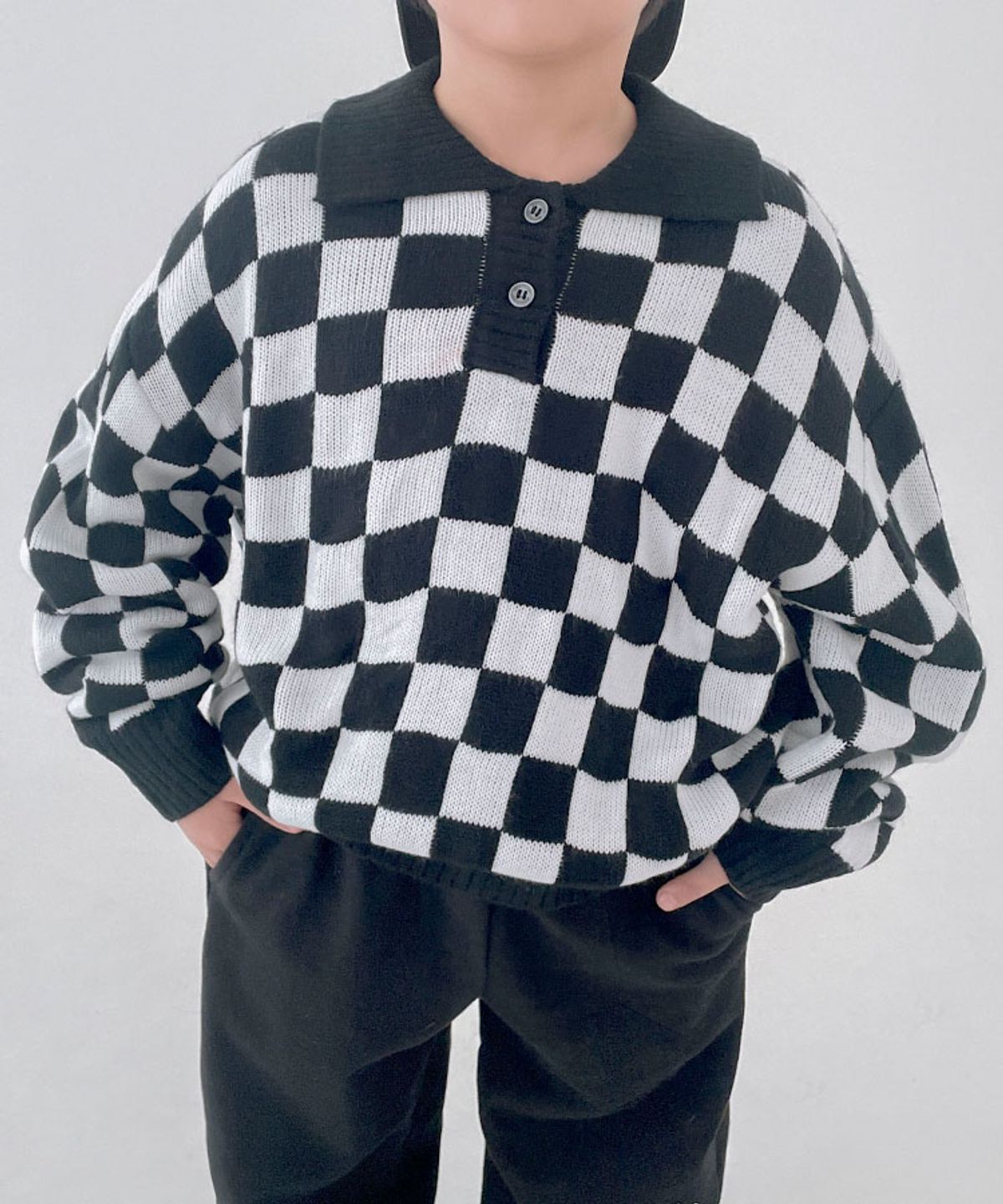 베리클로젯(BERRYCLOSET) 스웨그 체커 카라 니트