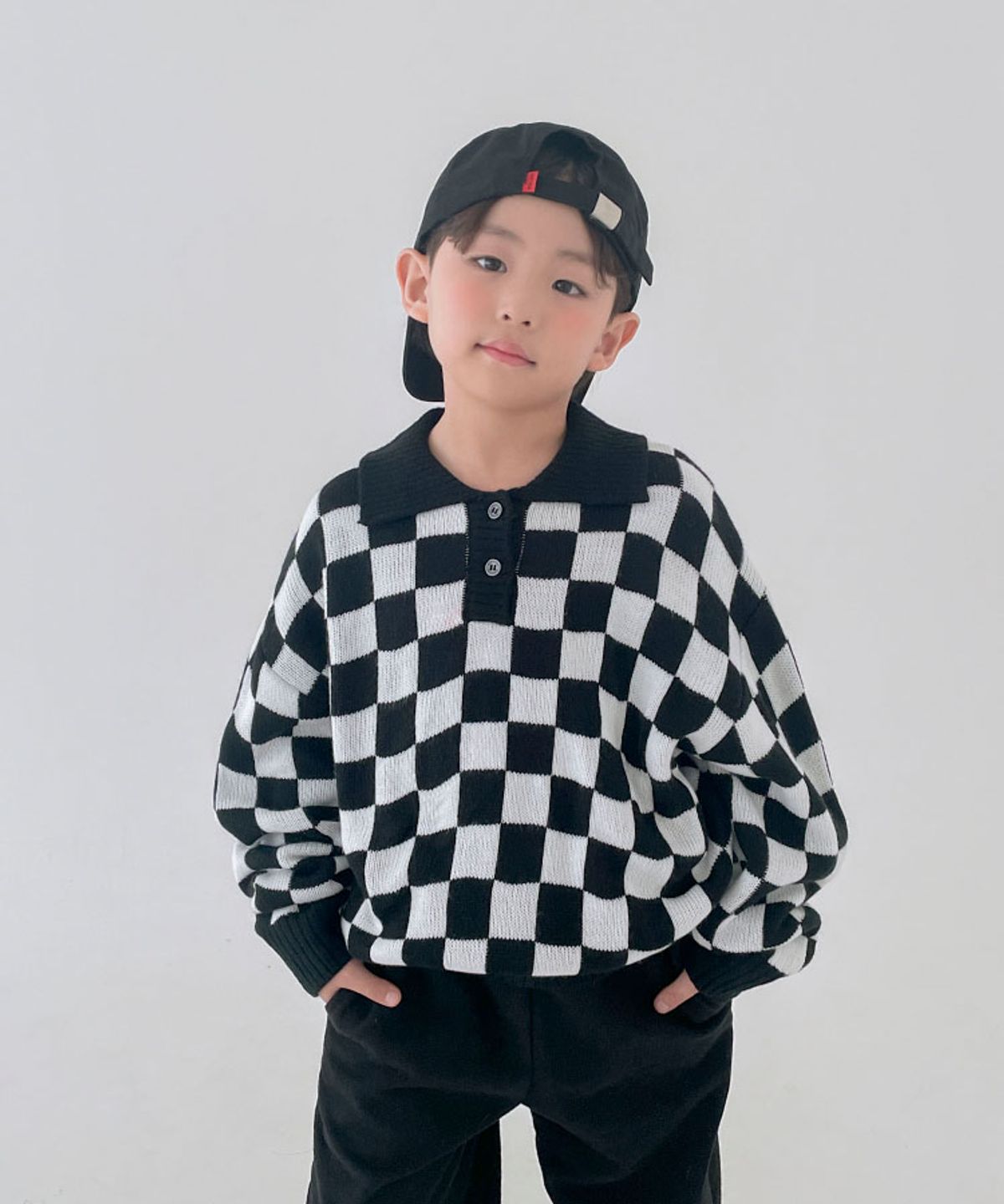베리클로젯(BERRYCLOSET) 스웨그 체커 카라 니트