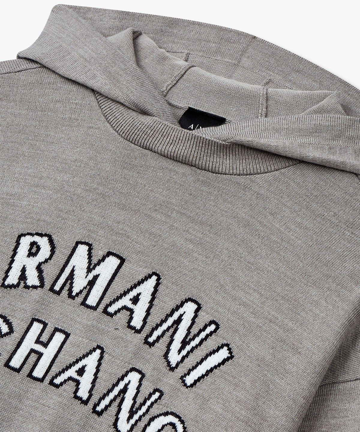 아르마니 익스체인지(ARMANI EXCHANGE) 남성 라운드 로고 후드 풀오버_멜란지 그레이 A414332026