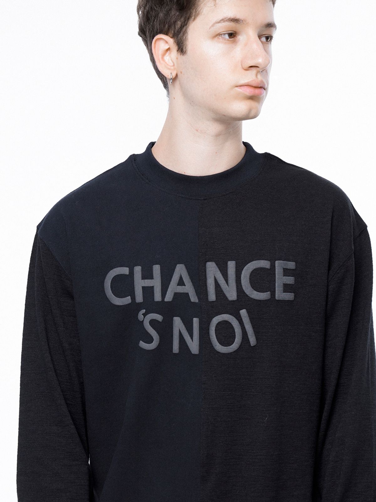 챈세스노이(CHANCE'S NOI) Snoi Reverse Rib Crew Neck Sweat - Black Navy /M243MT02BK