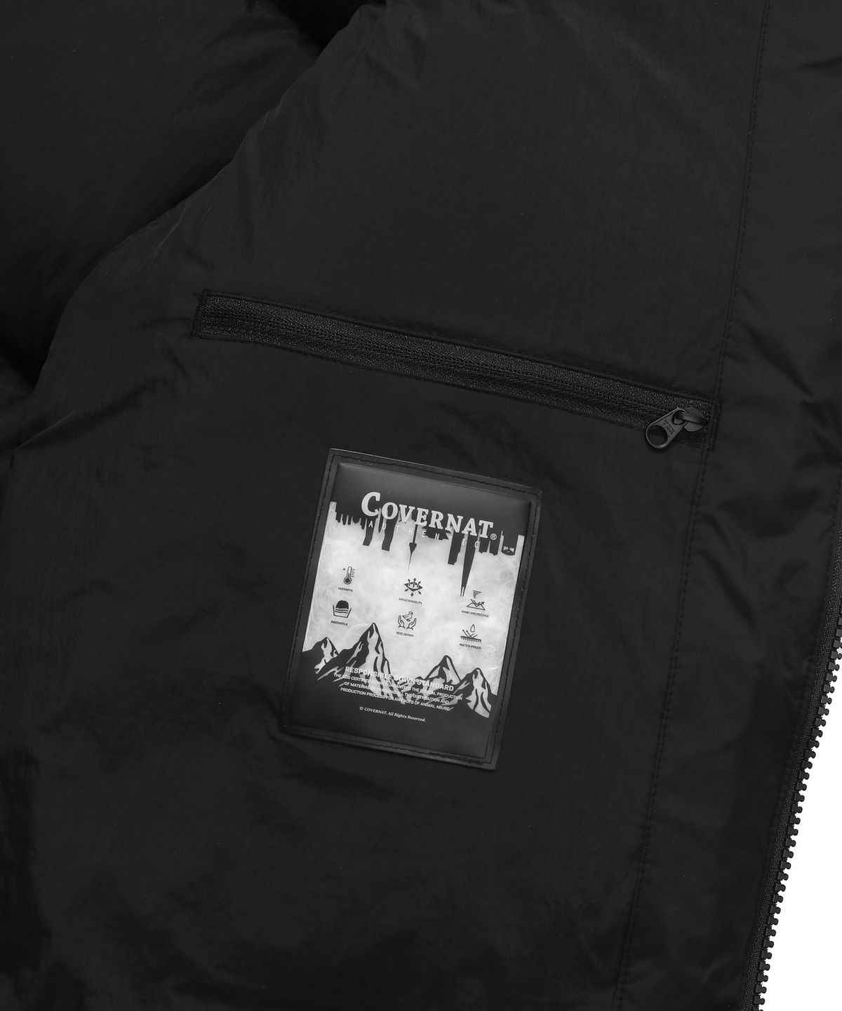 커버낫(COVERNAT) 24FW RDS 씨빅 오리진 후드 숏 푸퍼 블랙