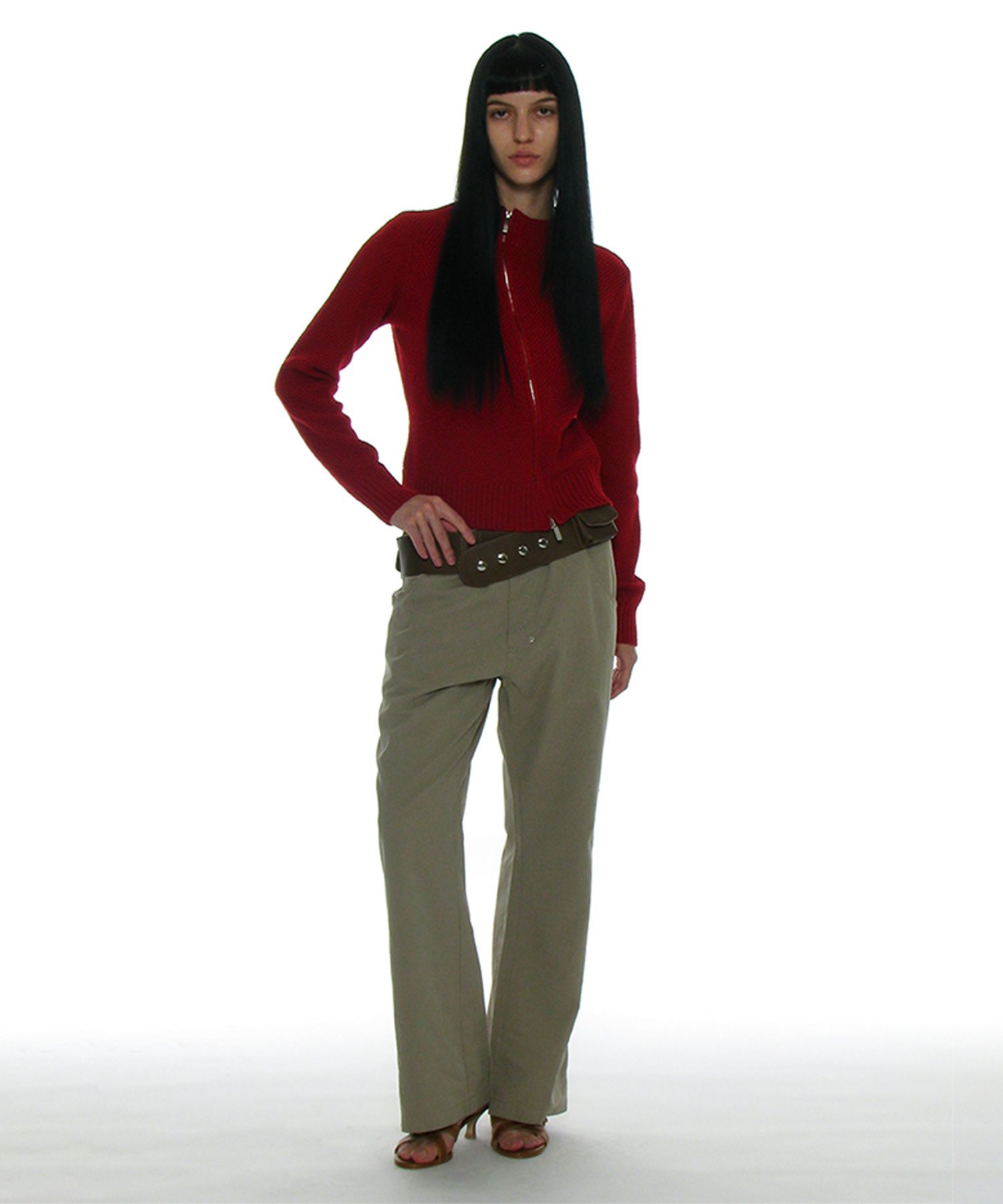 【PARTIMENTO】★ POCKET POINTED WIDE LEG PANTS ★ 5 COLOR MUSINSA | PARTIMENTO WOMEN Pocket Pointed Wide Leg Pants_Beige