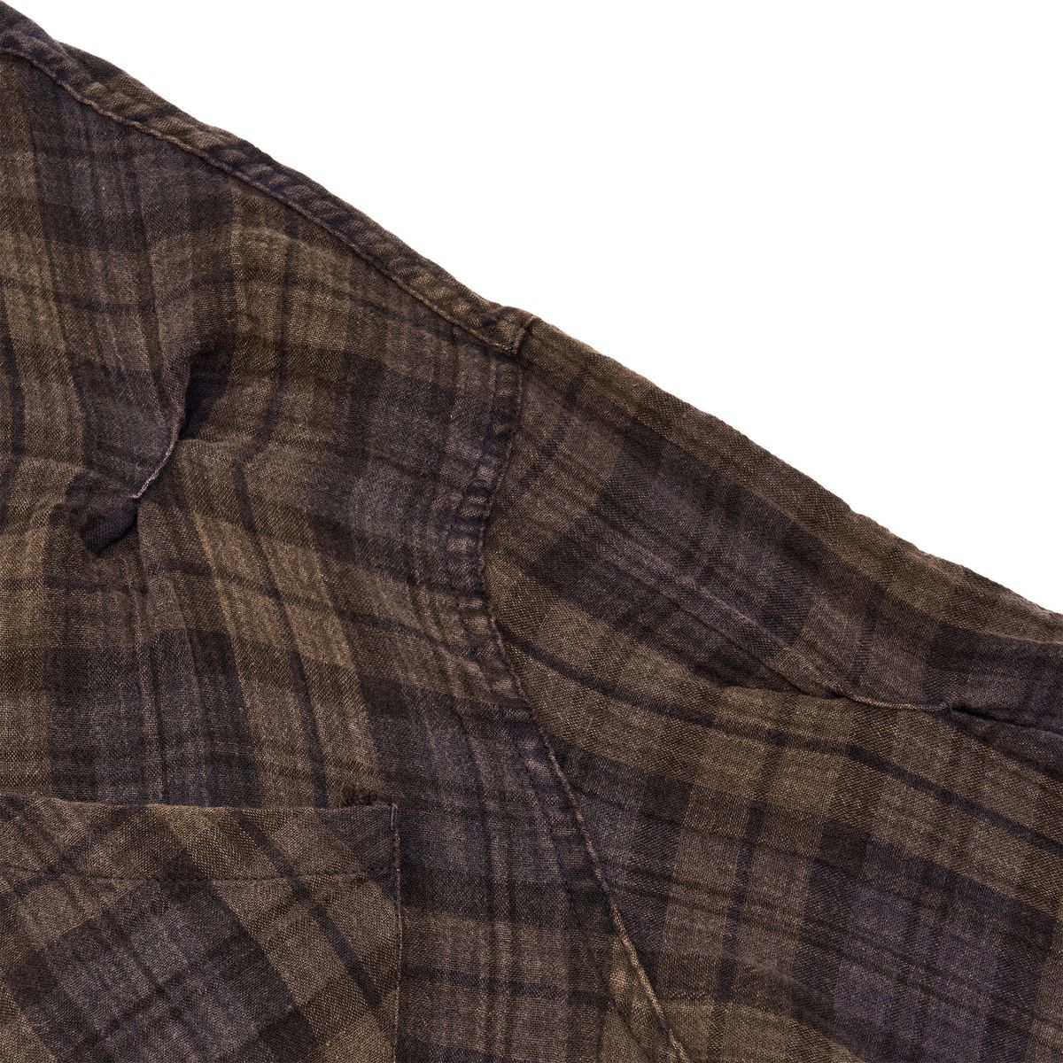 노쿨러스(NOSCOULEURS) OLD WASHED CHECK BITE SHIRTS KHAKI