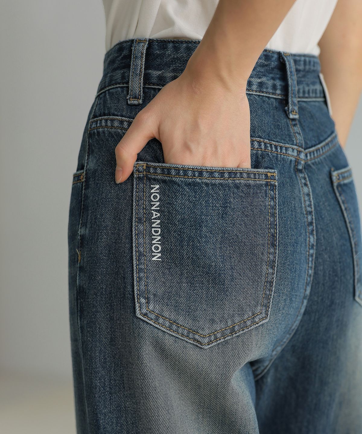 논앤논(NON AND NON) INCISION DART WASHING DENIM PANTS_NFDP4128 (BLUE)