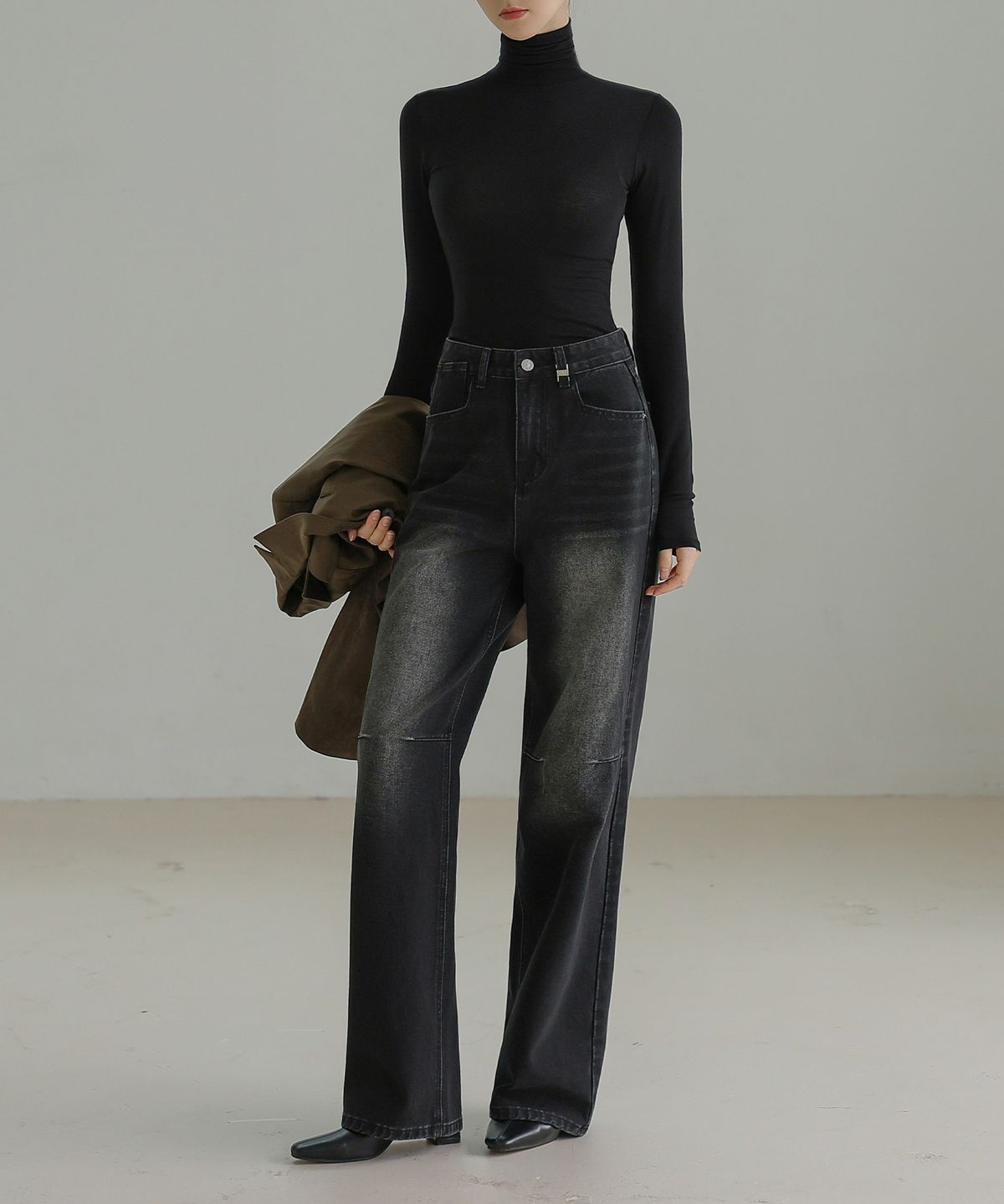 논앤논(NON AND NON) INCISION DART WASHING DENIM PANTS_NFDP4128 (BLACK)