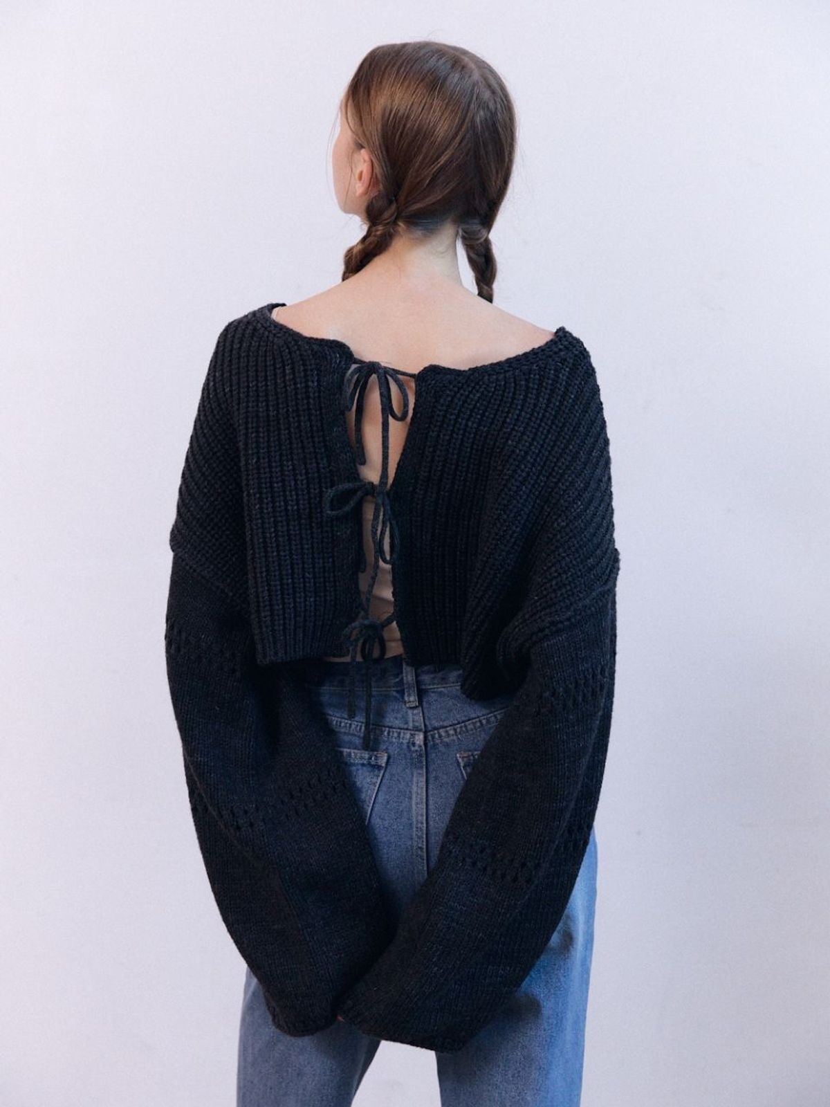 패브릭서울(FABRICSEOUL) ribbon hachi sweater cardigan_grey