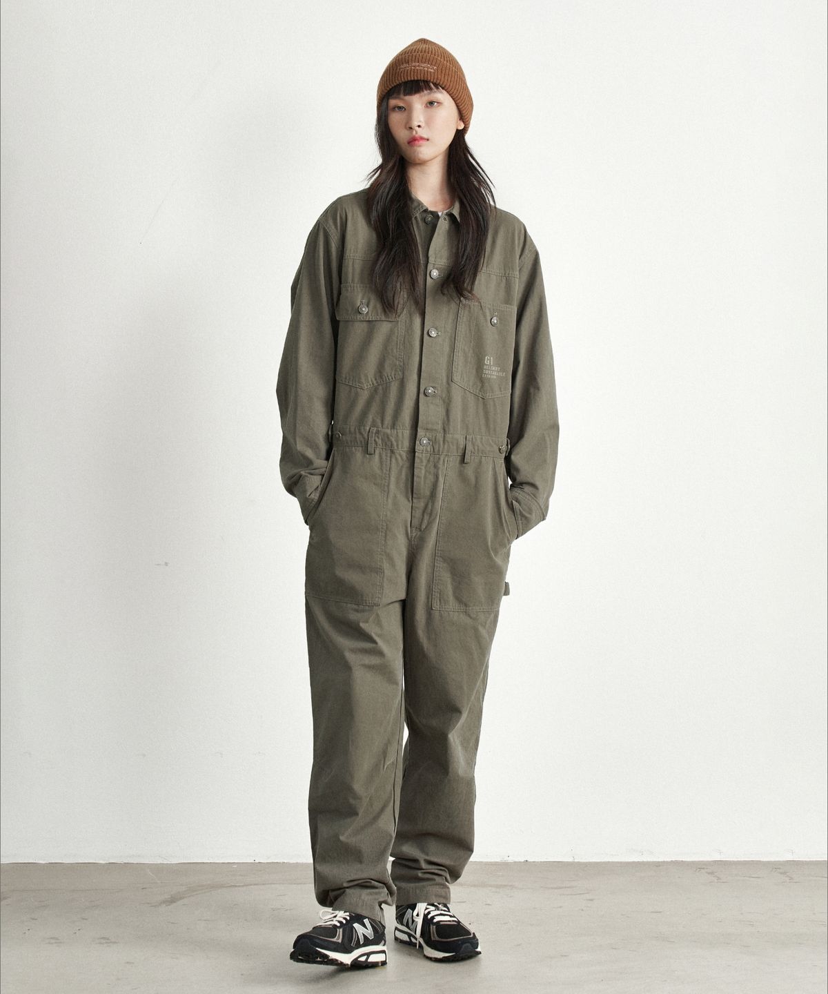 힐리먼트(HELEMENT) 피그먼트 점프수트 (KHAKI)