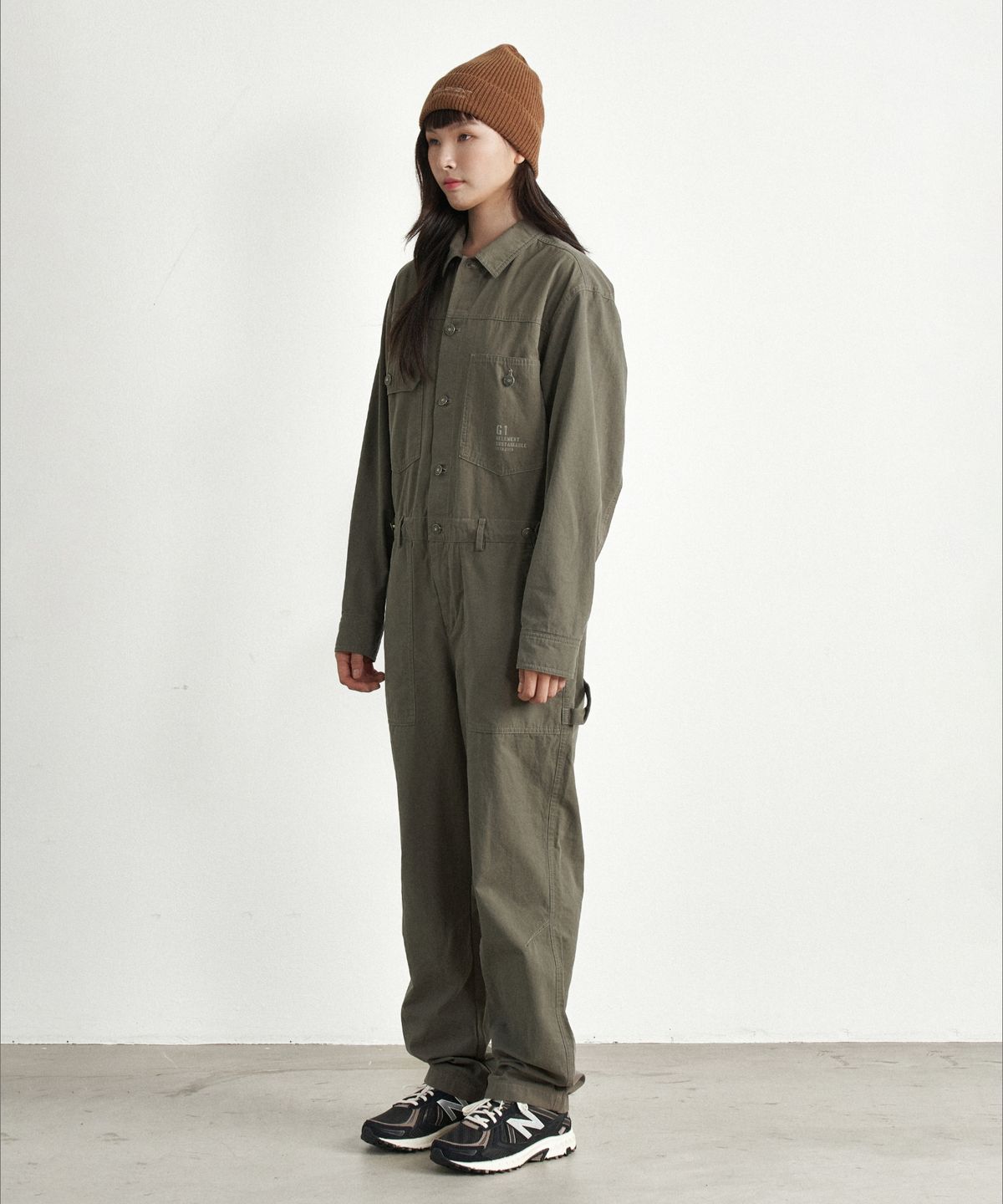 힐리먼트(HELEMENT) 피그먼트 점프수트 (KHAKI)