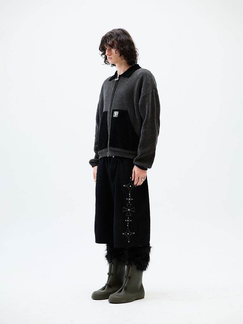 MUSINSA | CRITIC WORK JACKET KNIT ZIP UP CHARCOAL