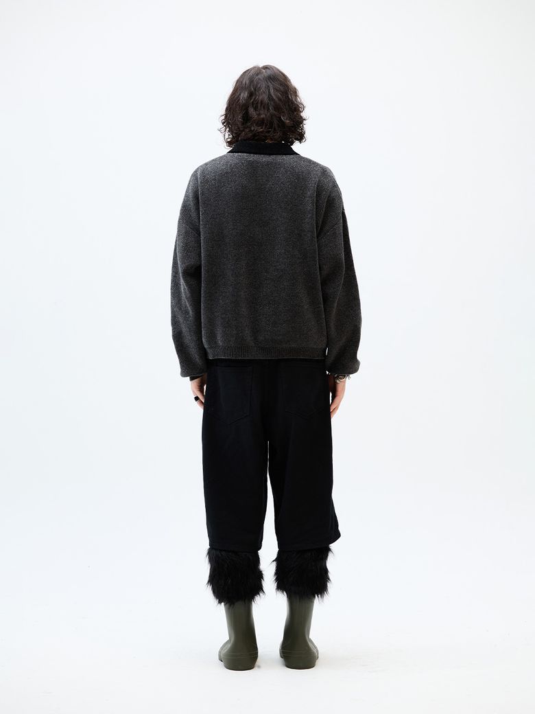 MUSINSA | CRITIC WORK JACKET KNIT ZIP UP CHARCOAL
