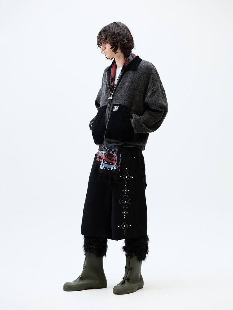 MUSINSA | CRITIC WORK JACKET KNIT ZIP UP CHARCOAL