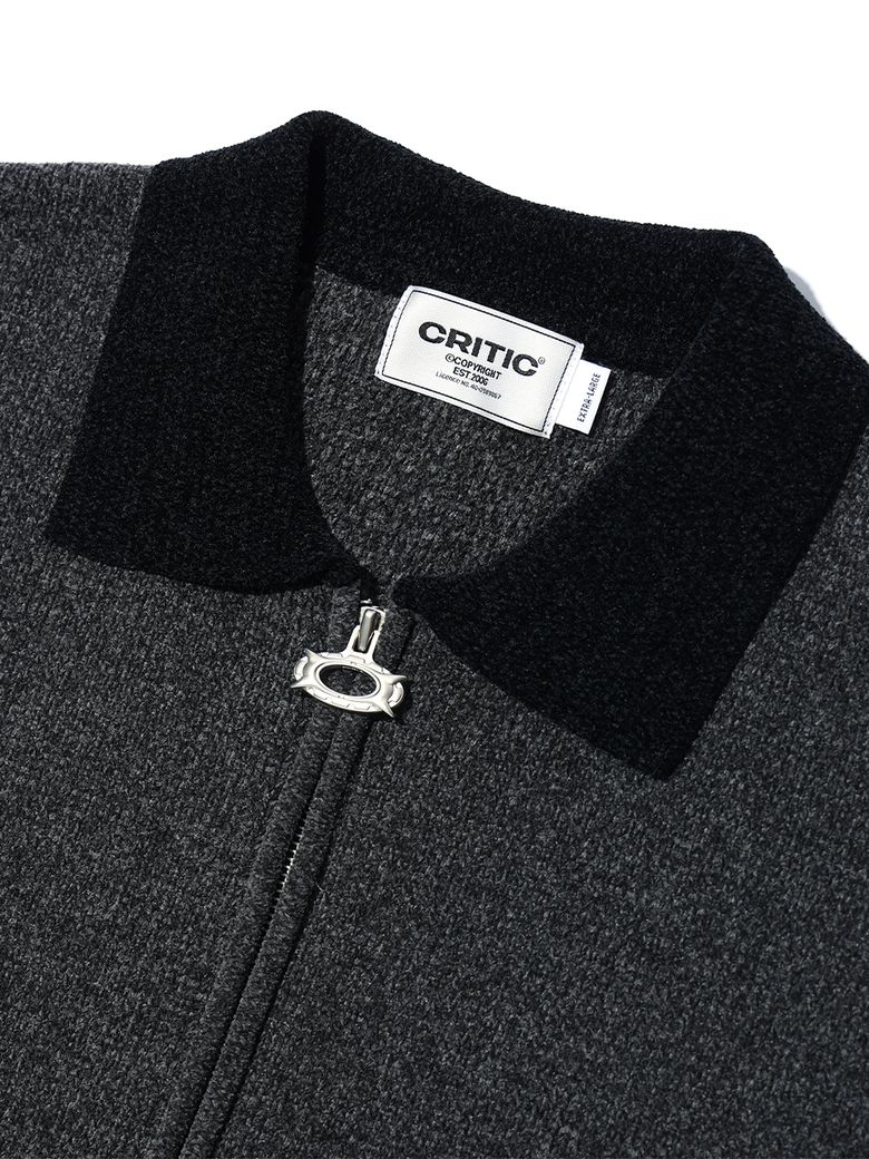 MUSINSA | CRITIC WORK JACKET KNIT ZIP UP CHARCOAL