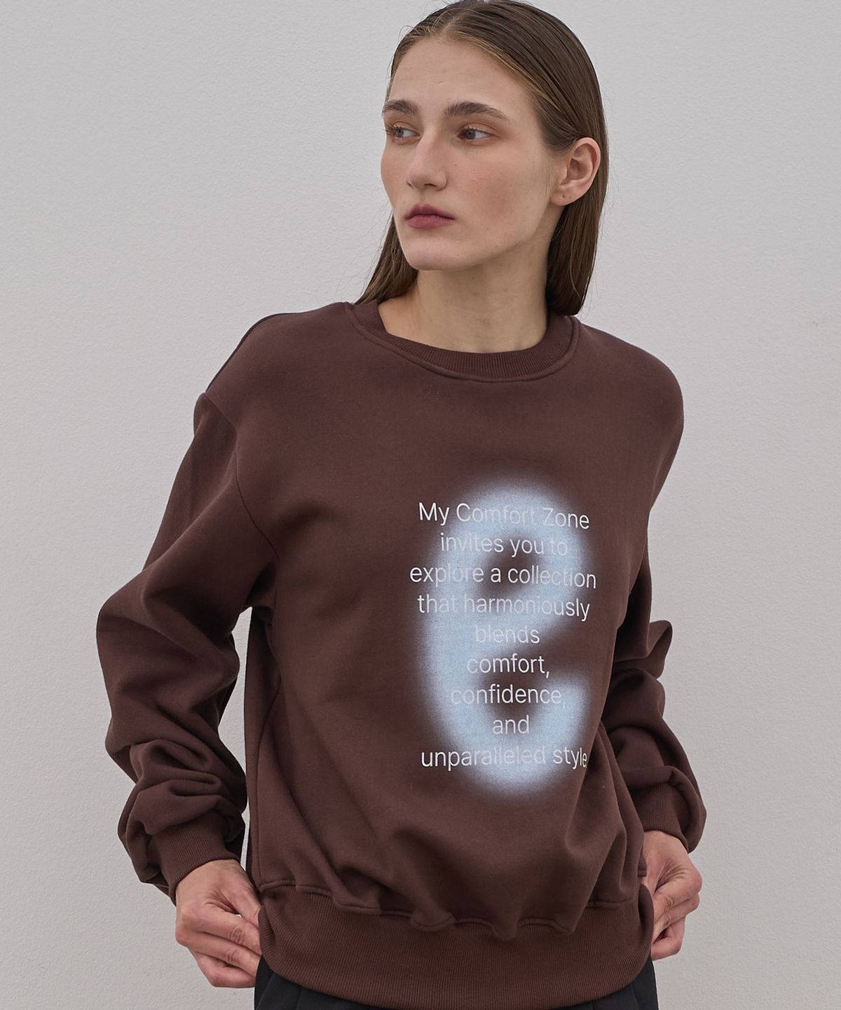 엘리오티(ELLIOTI) E Blur Sweatshirts_Brown