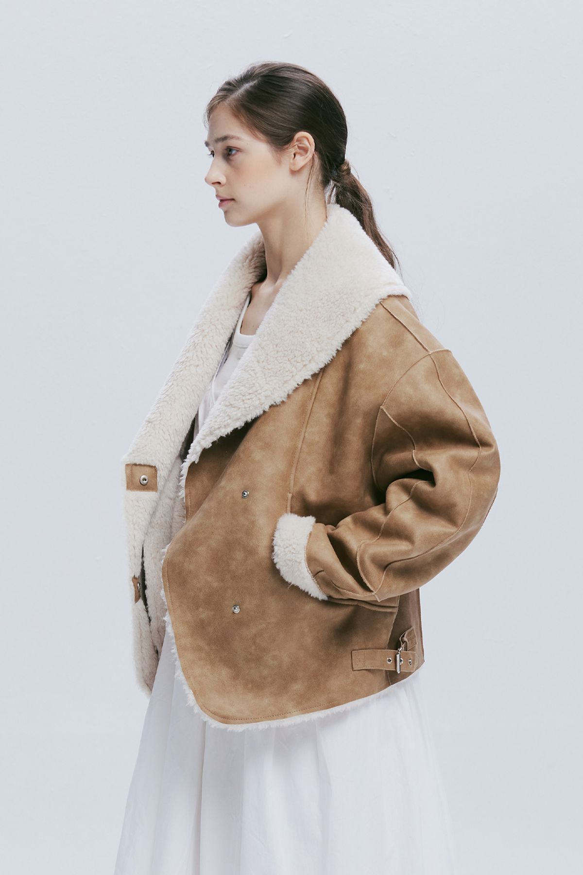 애프터아워즈(AFTERHOURS) SHAWL COLLAR MUSTANG JACKET (BEIGE)