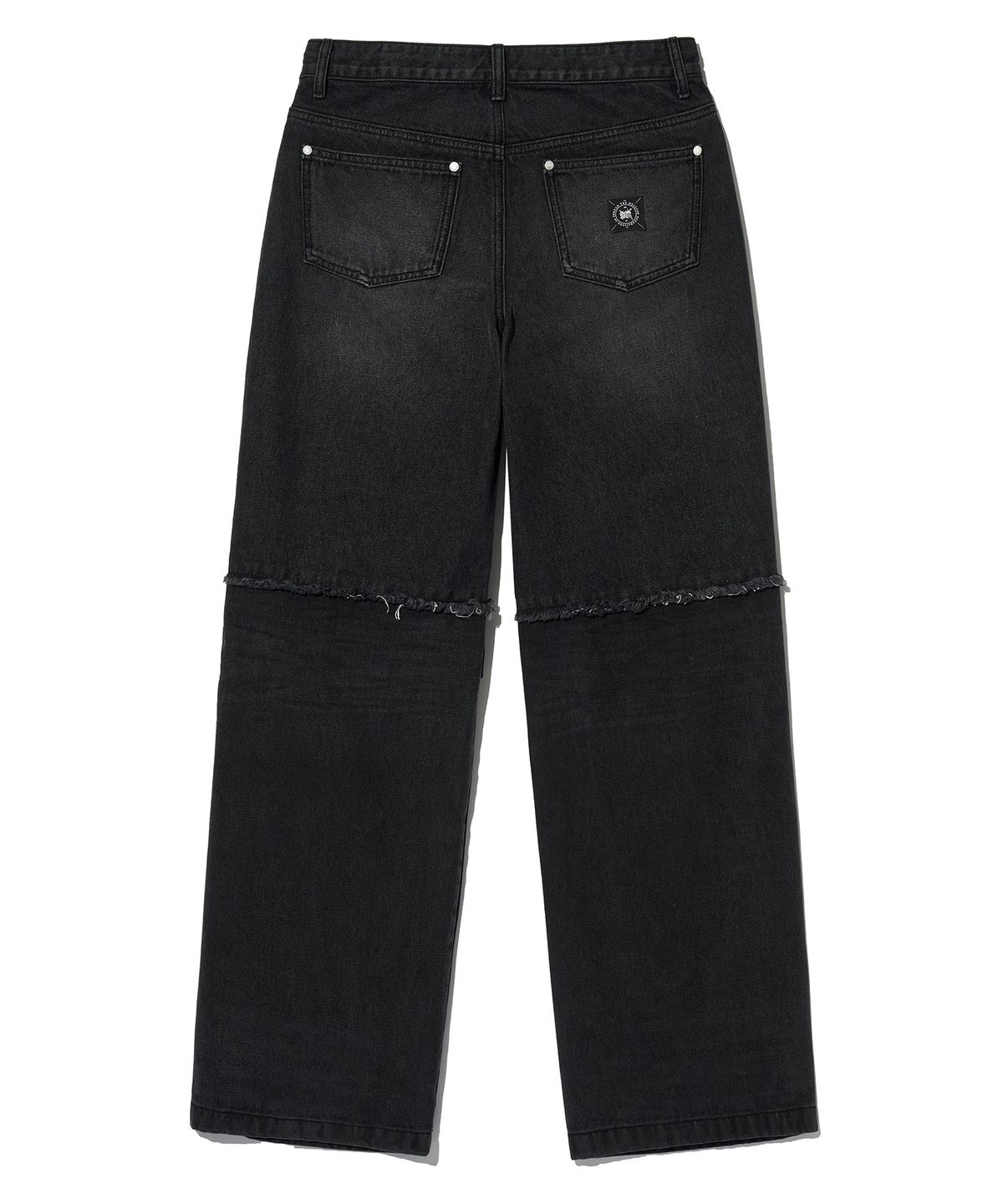 브라운브레스(BROWNBREATH) W TWO TONE SECTION DENIM PANTS - BLACK