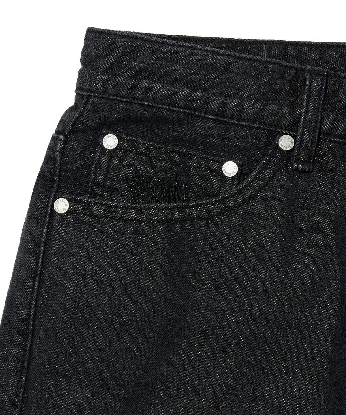 브라운브레스(BROWNBREATH) W TWO TONE SECTION DENIM PANTS - BLACK