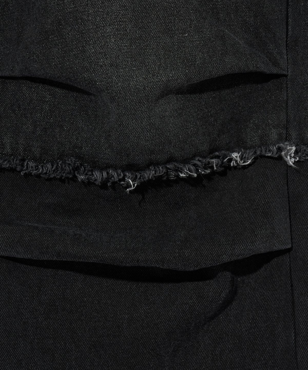브라운브레스(BROWNBREATH) W TWO TONE SECTION DENIM PANTS - BLACK