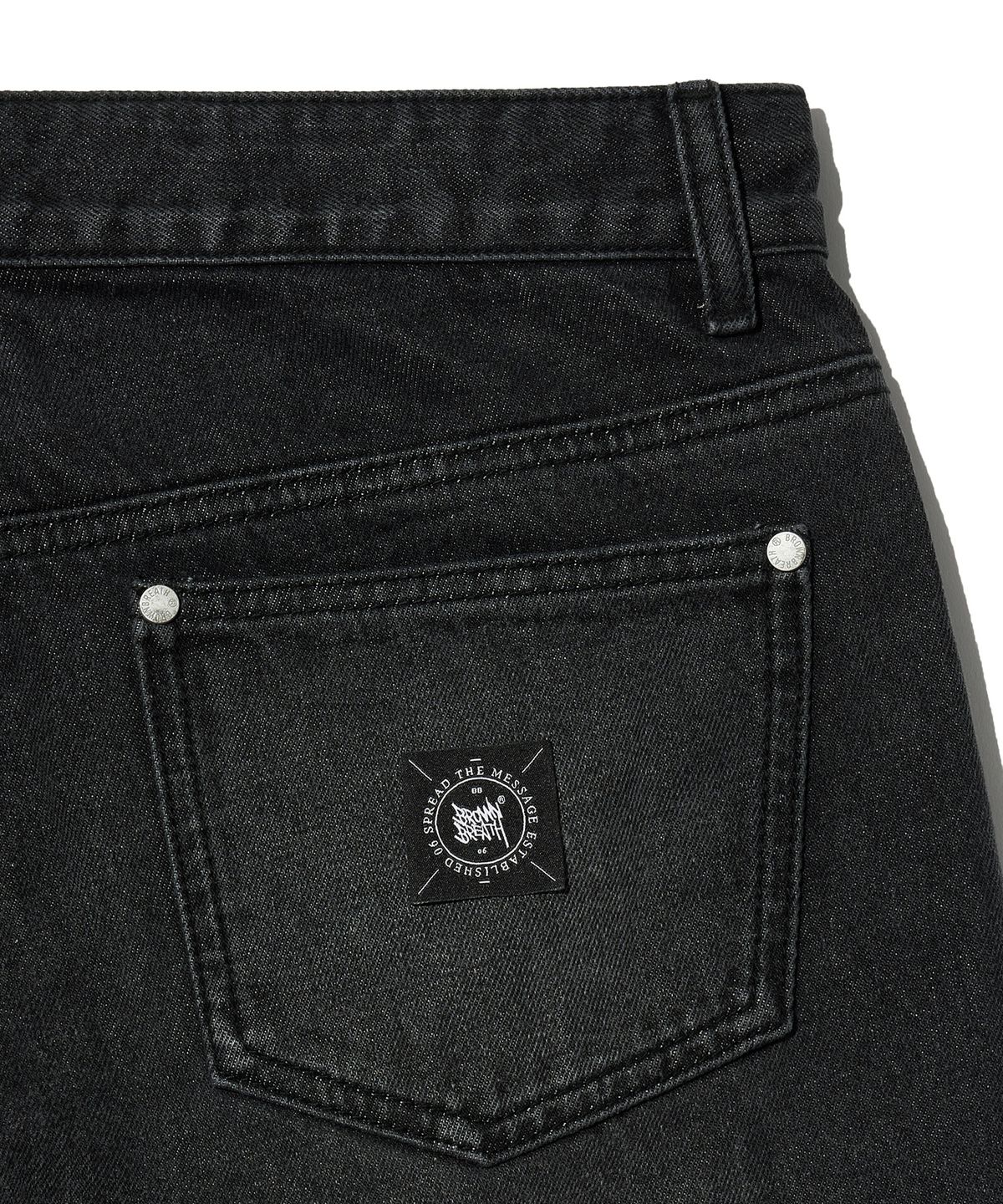 브라운브레스(BROWNBREATH) W TWO TONE SECTION DENIM PANTS - BLACK