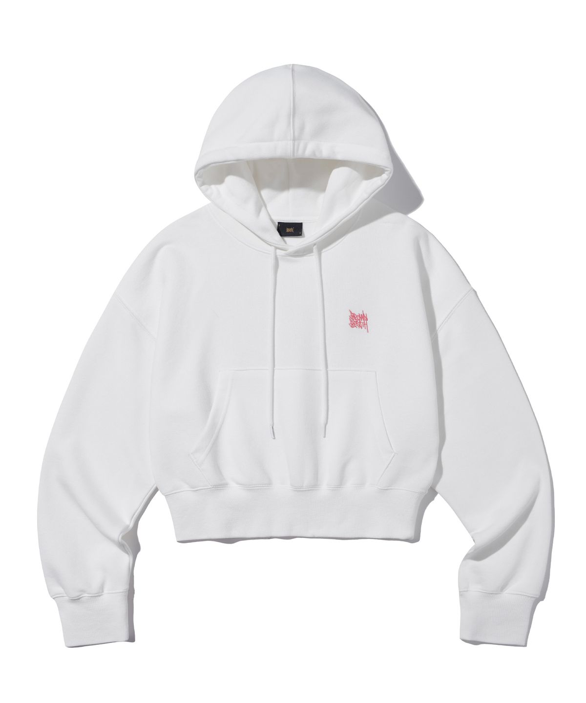 브라운브레스(BROWNBREATH) W MESS SEOUL TAG CROP HOODIE - OFF WHITE